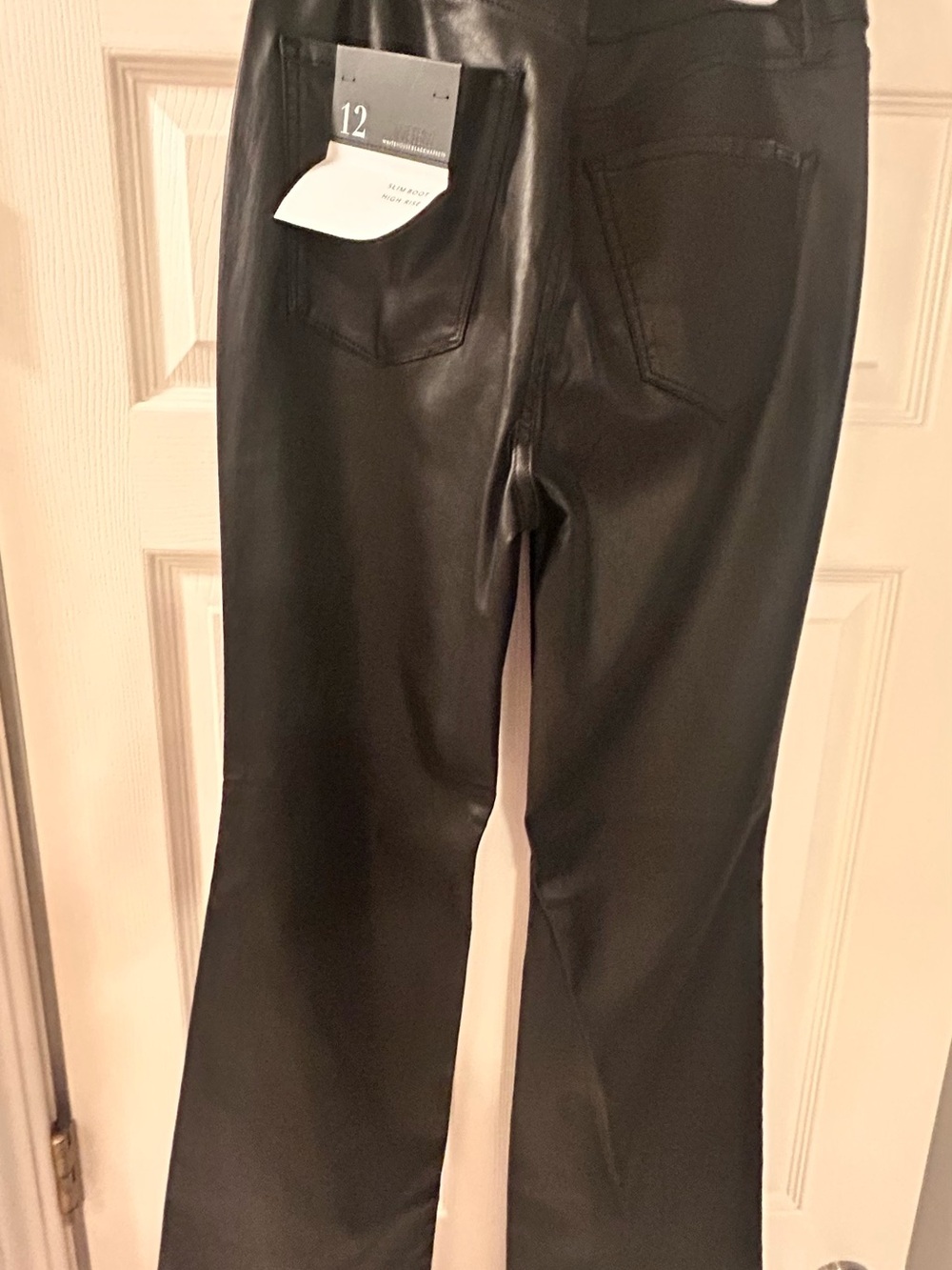 White House Black Market Black Faux Leather Flare Jeans
